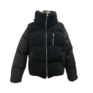 Women's Nicole Benisti Black Jasper Puffer Down Jacket Faux Sherpa Size XL NWT